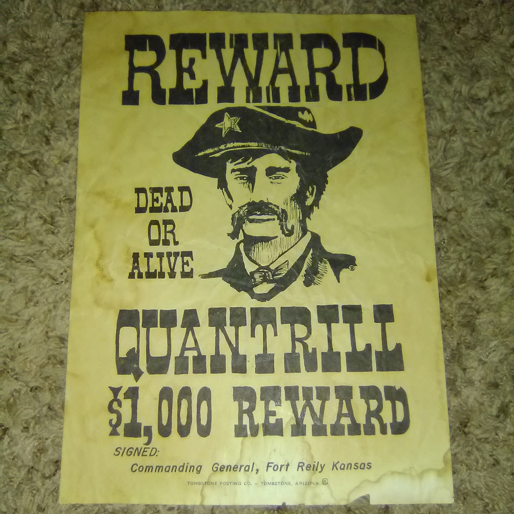 Vintage Wanted Dead or Alive Quantrill poster